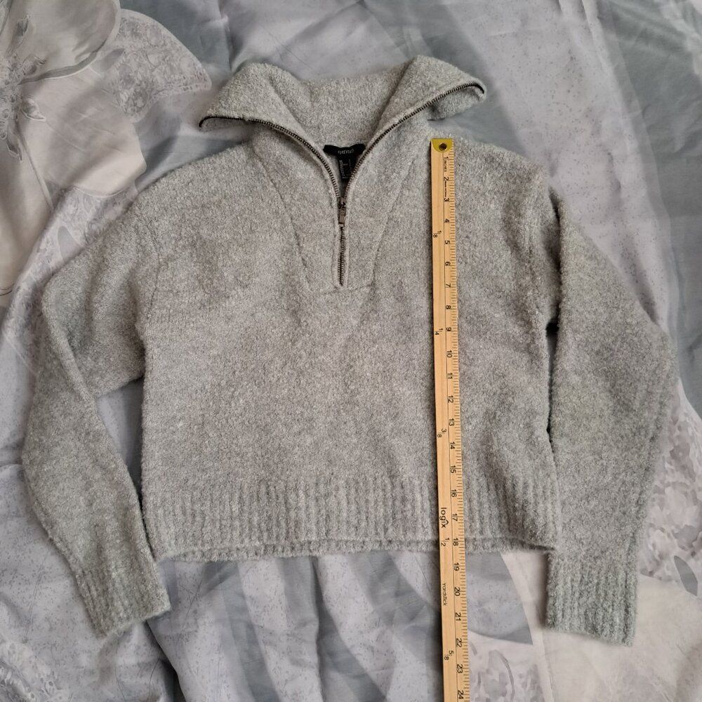 Forever 21 Quarter Zip Collared Sweater Gray Small wool blend - Picture 8 of 8
